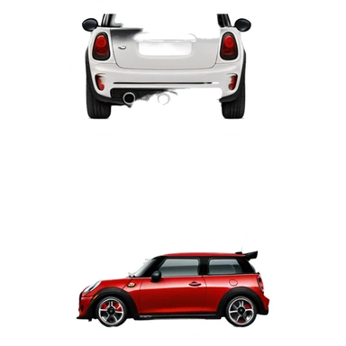 Red mini cooper John Cooper works edition with black rims sticker