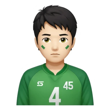 Draw Seong Gi-hun (Player 456), Korean male, messy black hair, green tracksuit with white number 456 printed on chest. sticker