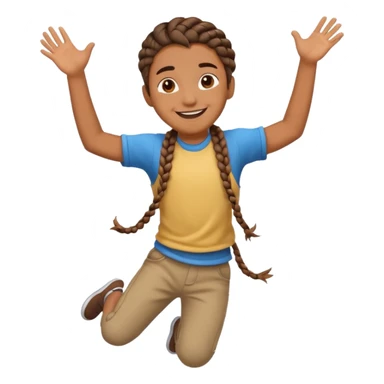 brown boy with braids jumping sticker