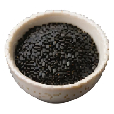 Small ceramic bowl filled with tiny sesame seeds sticker