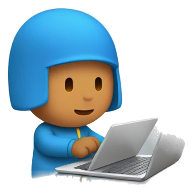 Pocoyo using internet laptop sticker