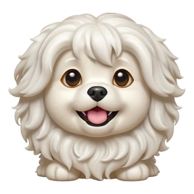 Cinematic Comical Wavy-Haired Maltese Dog Portrait Emoji, Head tilted dramatically with an exaggeratedly amused or surprised expression, featuring a silky, wavy-haired white coat with a playful sheen, wide, expressive dark eyes filled with exaggerated disbelief, Simplified yet hilariously expressive features, highly detailed, glowing with a slightly sassy glow, high shine, dramatic yet playful, stylized with an air of cheeky charm, bright and endearing, soft glowing outline, capturing the essence of a spirited and over-the-top companion, so meme-worthy it feels like it could side-eye its way into internet fame instantly! sticker