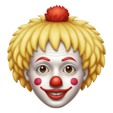 Person with clown wig and nose sticker