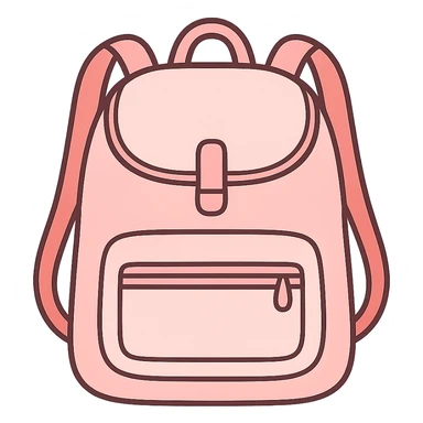 flat toon light pink backpack sticker