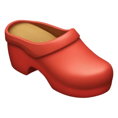 red Wooden clog with closed heel sticker
