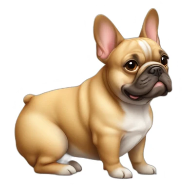 french bulldog, dog, old, funny, fat, brown sticker