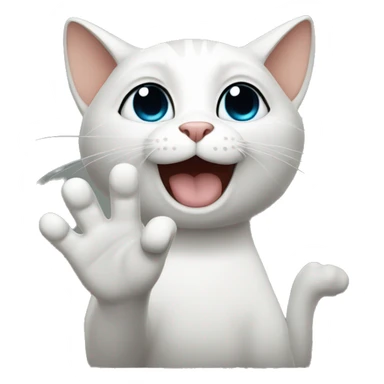 cat says bye and waves with paws (only cat head and paw) sticker