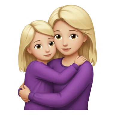 Mom with blond hair hugging kid daughter with blonde hsir sticker
