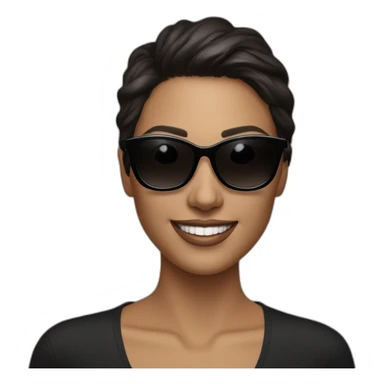 Beautiful brunette woman in black sunglasses slyly smiling sticker
