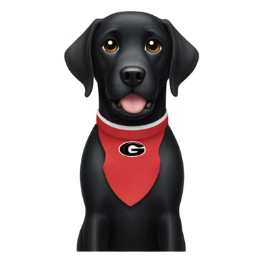 Black Labrador with a Georgia bull dawg collar sticker
