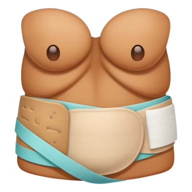 A cartoon stomach with bandages and healing symbols sticker