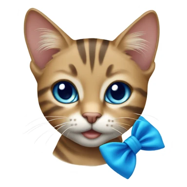 Tabby cat with blue bow sticker