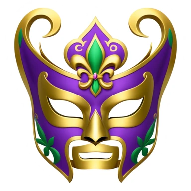 Louisiana themed luchador mask with fleur-de-lis and Mardi Gras colors (purple, green, gold) sticker