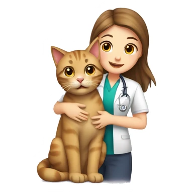 cat cuddles veterinarian girl sticker