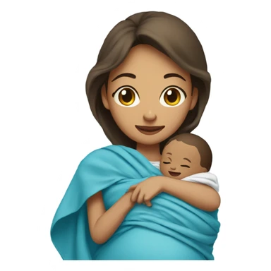 A pregnant woman resting on a hospital bed, holding her newborn baby wrapped snugly in a blue swaddle blanket.






 sticker