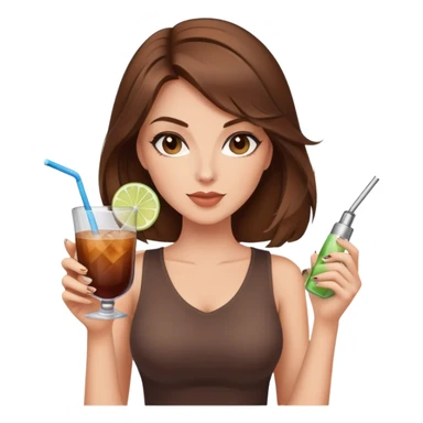 Diva vaping brown hair sexy with cocktail brown top sticker