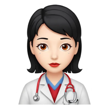 doctor with black hair and red hairclips  sticker