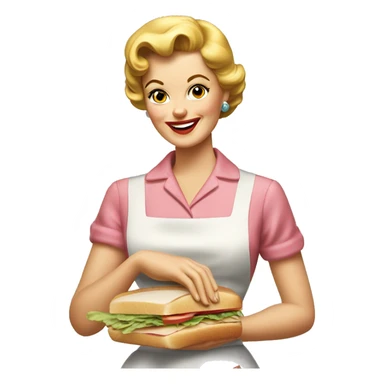 1950s Housewife making sandwich sticker