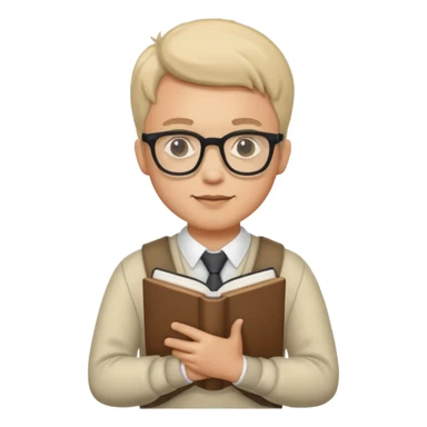 Nerd man wearing glasses with the book and computer sticker