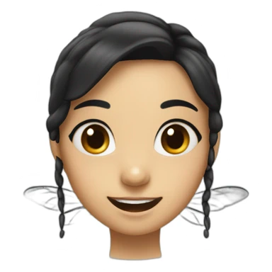 A mosquito with girl face in black hair and smiling wearing glaces sticker