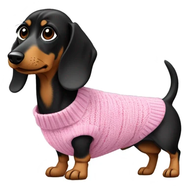 Black and tan Weiner dog with pink sweater  sticker