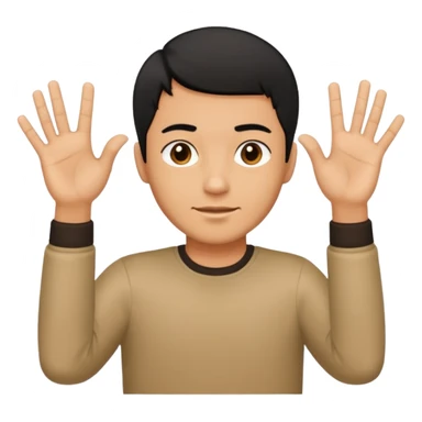 Make an emoji of a guy holding up two hands out like they're giving someone something or someone's giving them and right over those hands put six and seven on one hand each sticker