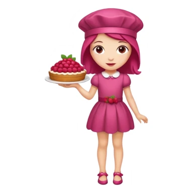 Raspberry torte human full body and legs girl with a raspberry barrette on her head sticker