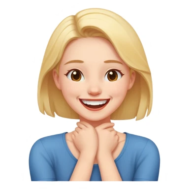 a girl laughing with arms crossed on neck sticker