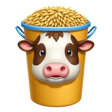 cow feed bucket object icon, bucket full of hay and grains, farm style, 3D cartoon, mobile game icon style, centered, clean background, no text, no watermark
 sticker