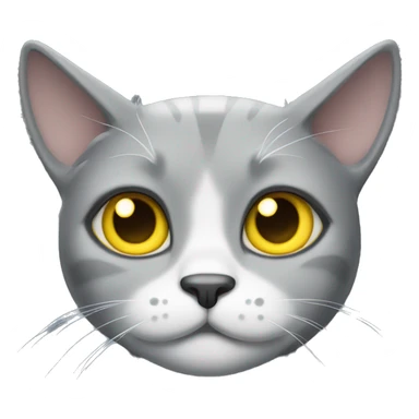 A grey cat with yellow eyes, white spots and drooping ears sticker