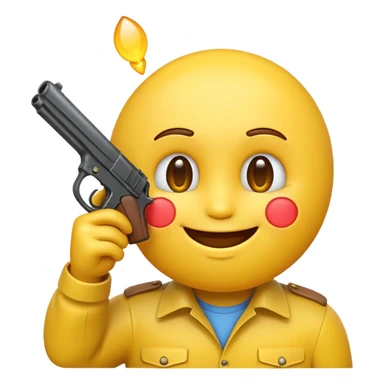 It should look like the standard smiling emoji which is ironically holding a gun pointed to his head/face so that it looks like he wanted to shoot himself ( this is ironically and it should show that i could shoot me in the head because its so embarrassing) sticker