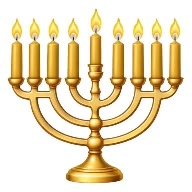 Gold Menorah with 3 candles on the left and right sides sticker
