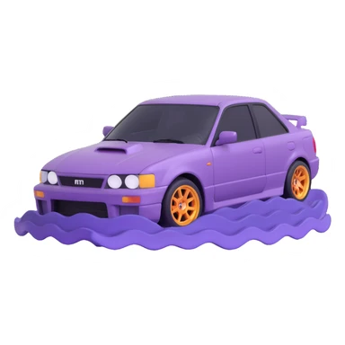 japanese purple wave phonk car drifting sticker