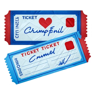 Signed ticket blue (#00A3E0) and red (#F9423A) sticker