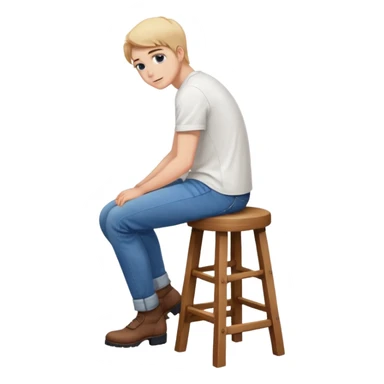 a person sitting on stool with backs turned

 sticker