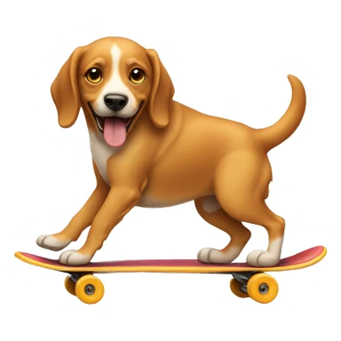 Dog on a skateboard eating a hotdog sticker