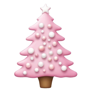 Pink pastel Christmas tree with pink and white ornaments  sticker