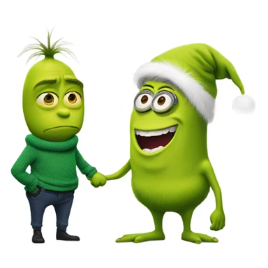 the grinch and a minion holding hands sticker
