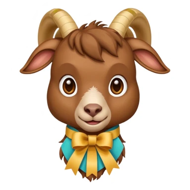 brown goat with ribbon pookie sticker