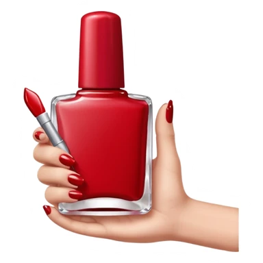 hand with painted nails and nail polish bottle sticker