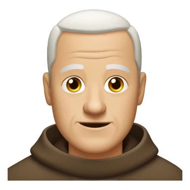 A middle-aged white male friar with a grizzled appearance, buzz cut, and a square jaw. sticker
