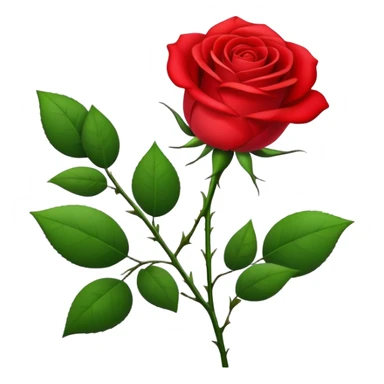 A beautiful red rose flower with green stem and leaves sticker