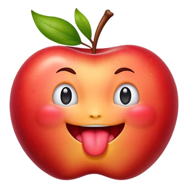 Original apple peach emoji with tongue licking it  sticker