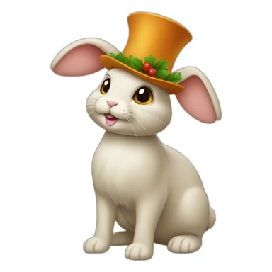 Lapin avec un chapeau de fête sticker