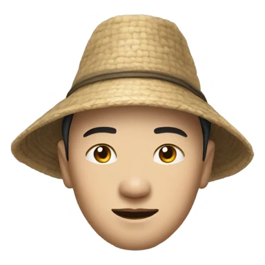 photorealistic Chinese peasant in sedge hat sticker