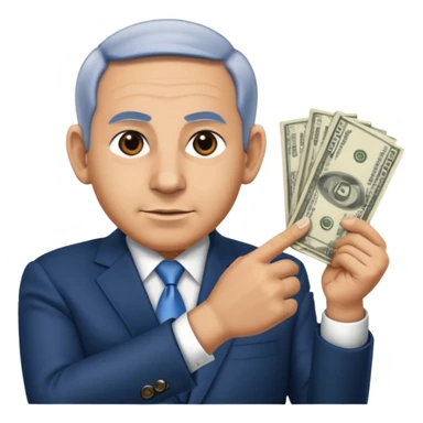 Netanyahu doing a money spread on his arm sticker