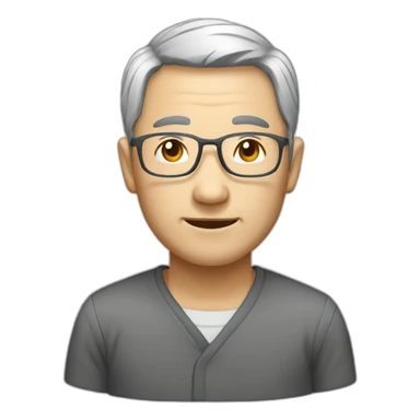 Chinese man gray hair wear glass emailing gsce sticker