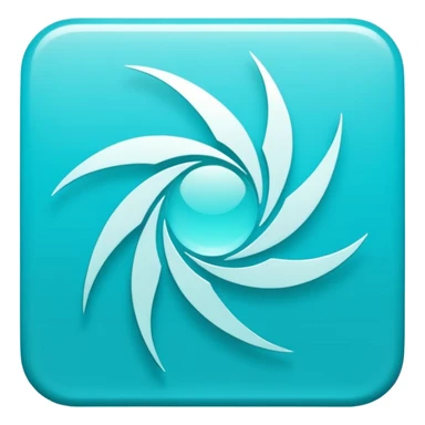 a Tiny compressed Stylized light-turquoise wind wind symbol inside a gradient white square icon, light turquoise borders sticker