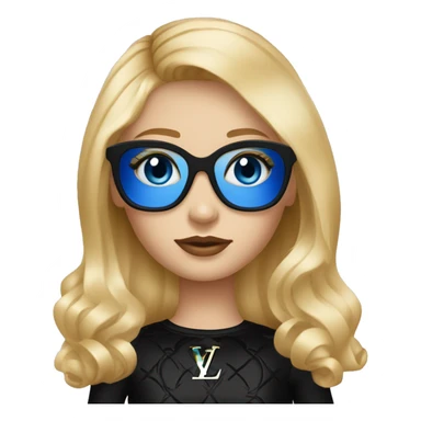 Blonde girl with Louis Vuitton monogram purse in tight short all black dress bright blue eyes  sticker