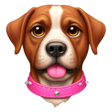 Red Beabull with a pink studded collar sticker